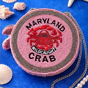 Novelty Hand Beaded Maryland Crab Bag